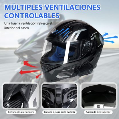 URPOWㅤ Casco de Moto Bluetooth, Casco Integral, Transpirable y Cómodo, Carcasa Resistente, Homologado Dot/ECE, Apto para Adultos, Mujeres y Hombres