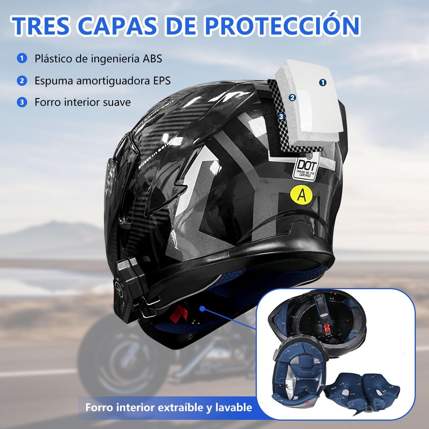 URPOWㅤ Casco de Moto Bluetooth, Casco Integral, Transpirable y Cómodo, Carcasa Resistente, Homologado Dot/ECE, Apto para Adultos, Mujeres y Hombres