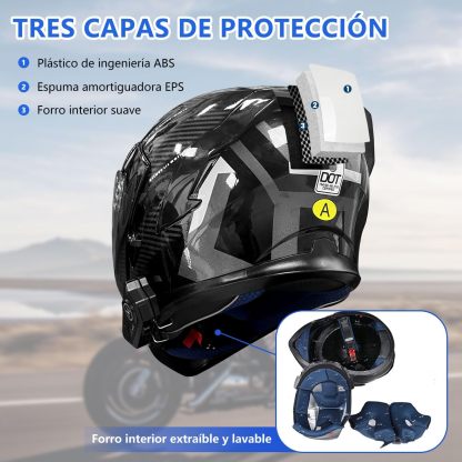URPOWㅤ Casco de Moto Bluetooth, Casco Integral, Transpirable y Cómodo, Carcasa Resistente, Homologado Dot/ECE, Apto para Adultos, Mujeres y Hombres
