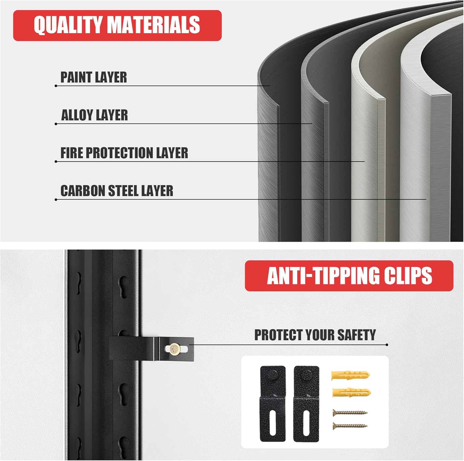 OLLRRACT - Estantería de almacenamiento para cochera, resistente – Estantes de cochera de 72 pulgadas de alto, estantes ajustables de metal de 5 niveles, estante de almacenamiento industrial, estante