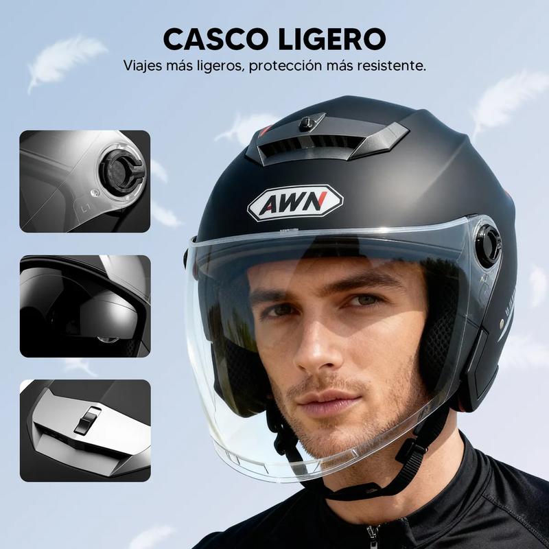 Casco Motocicleta Transpirable Con Visera De Doble Capa Dot