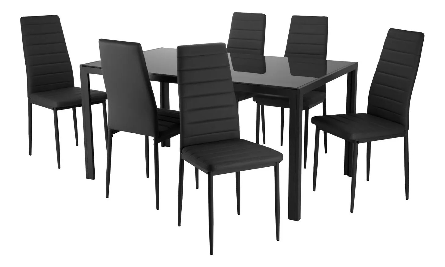 Juego De Comedor 6 Sillas Y Mesa De Vidrio Templado Moderno