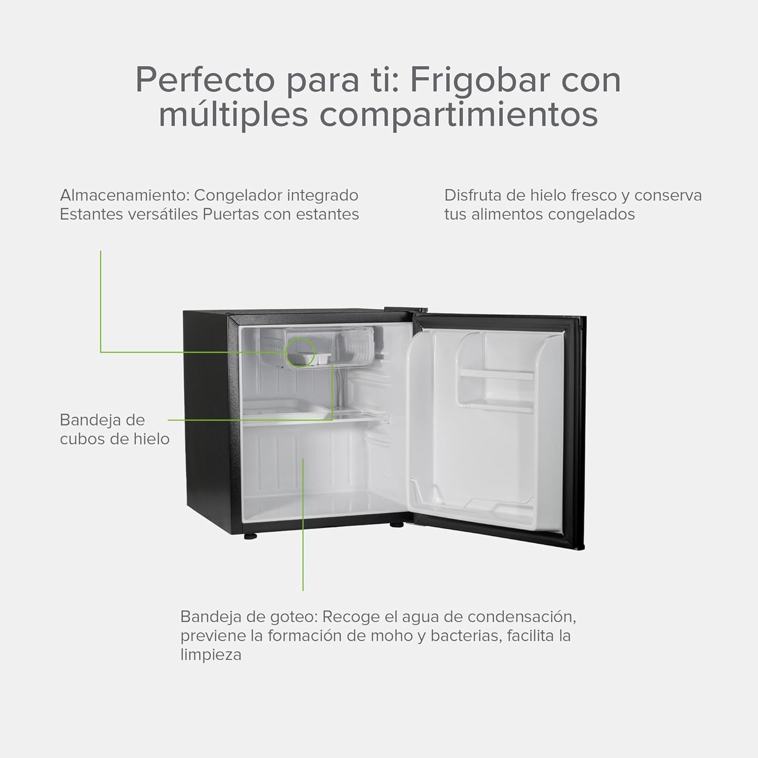 AVERA Frigobar 45L con Llave | Mini Refrigerador con Congelador, Puerta Reversible y Control de Temperatura 0°C-10°C | Ideal para Oficina, Cuarto o Minibar | FB46L