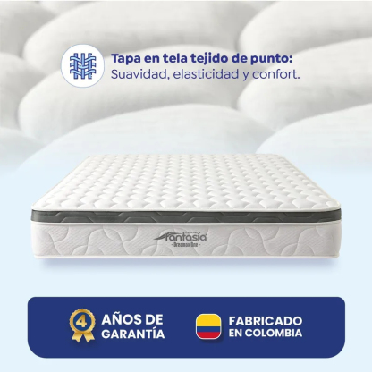 Colchón con Base Cama Doble Firmeza Media Ortopédico Resortado con Pillow Dreamax One 140 x 190 cm + 2 Almohadas Colchones Fantasía