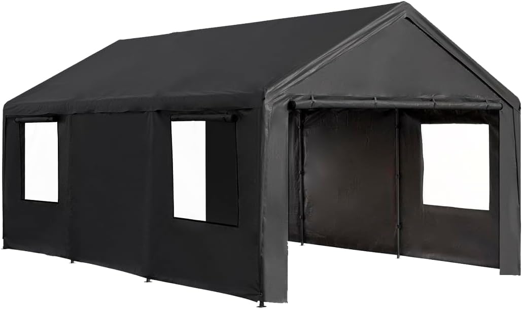Carpa Armable para Auto 6x3 m con Paredes Laterales | Toldo Reforzado de Acero Galvanizado | Resistente al Sol y Lluvia | Ideal para Jardín, Eventos o Almacén | Fácil de Montar | Color Beige