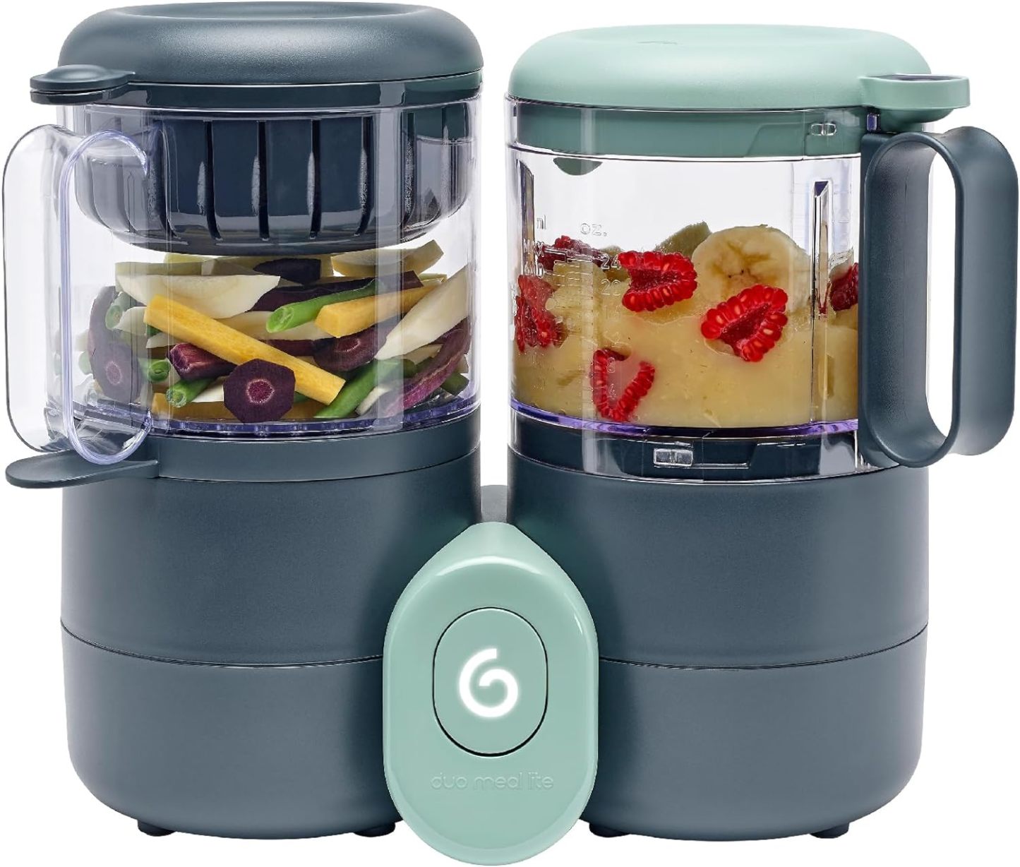 Babymoov Duo Meal 6 en 1: Procesador de Alimentos para Bebés con Vaporizador y Licuadora de Velocidades Múltiples, Calienta y Descongela (Aprobado por Nutricionistas), Gris