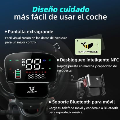 HONEYWHALE V4 Moto Bicicleta Eléctrica para Adultos, Motor de 850W-MAX, Velocidad Máxima 30KM/H, Batería 20AH, Autonomía 50KM, Triciclo Electrico, Viajes en Familia