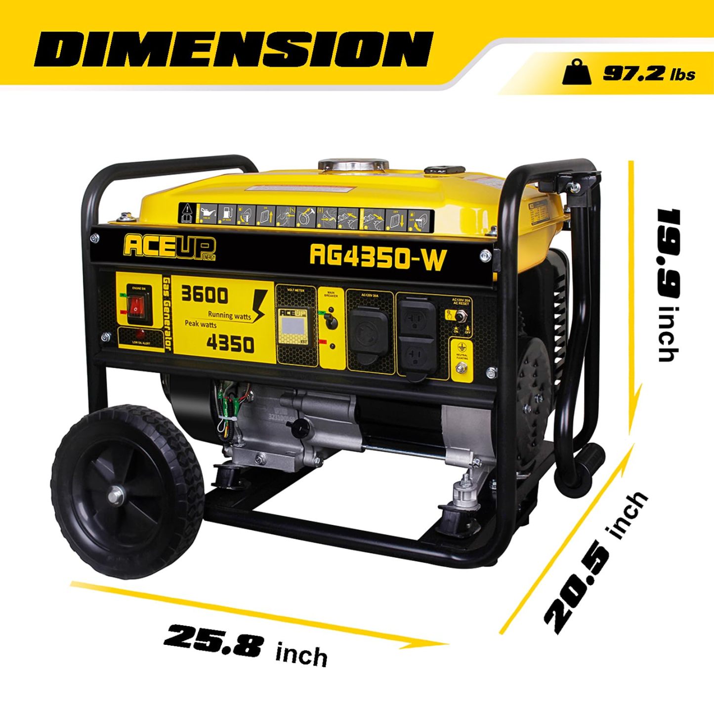 Aceup Energy - Generador de gas de 1.200 W, pequeño generador portátil para uso doméstico, camping, ultraligero, compatible con EPA y CARB