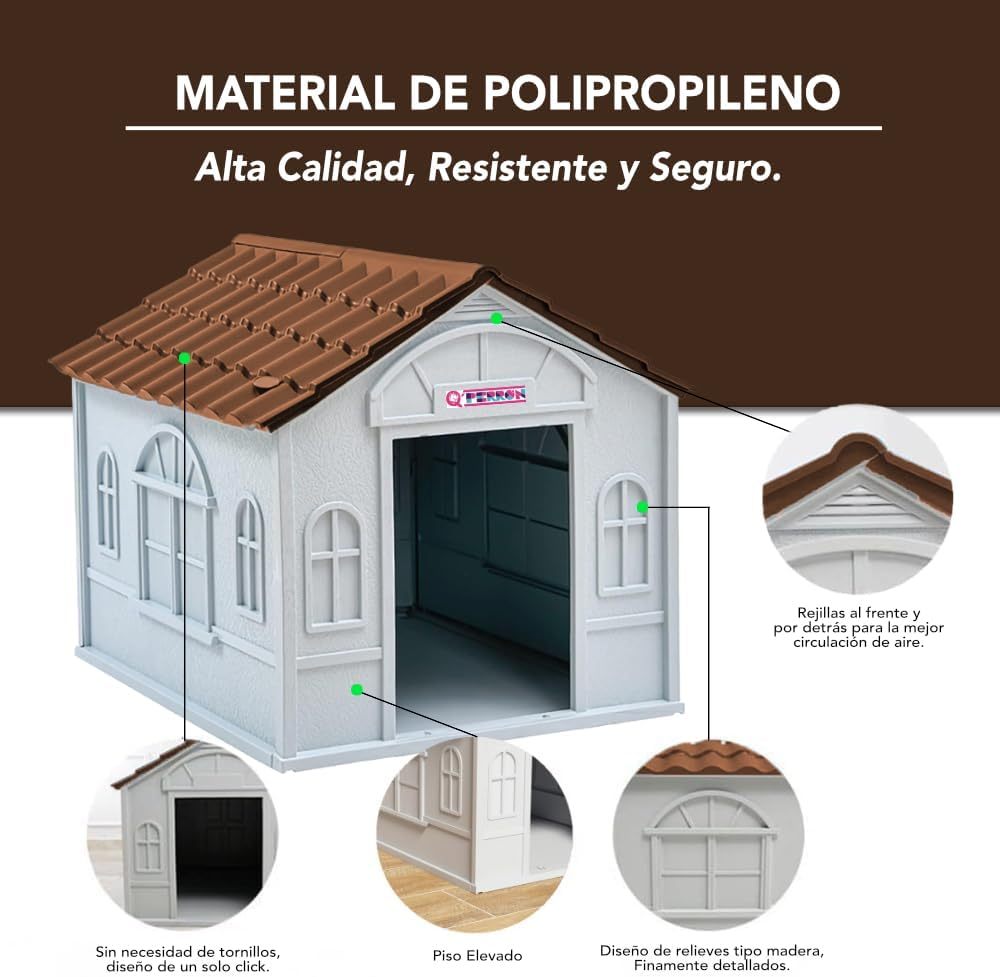 Casa Térmica para Perro Raza Grande | Incluye Puerta Metálica | 99 x 84 x 82 cm | Impermeable con Ventilación | Material Resistente al Exterior.