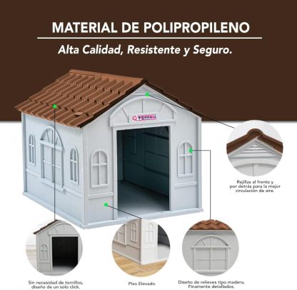 Casa Térmica para Perro Raza Grande | Incluye Puerta Metálica | 99 x 84 x 82 cm | Impermeable con Ventilación | Material Resistente al Exterior.