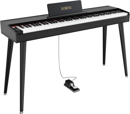 Teclado digital para piano de 88 teclas semiponderado, piano eléctrico de tamaño completo para principiantes, con soporte de partitura, pedal, adaptador de corriente, modo de auriculares,
