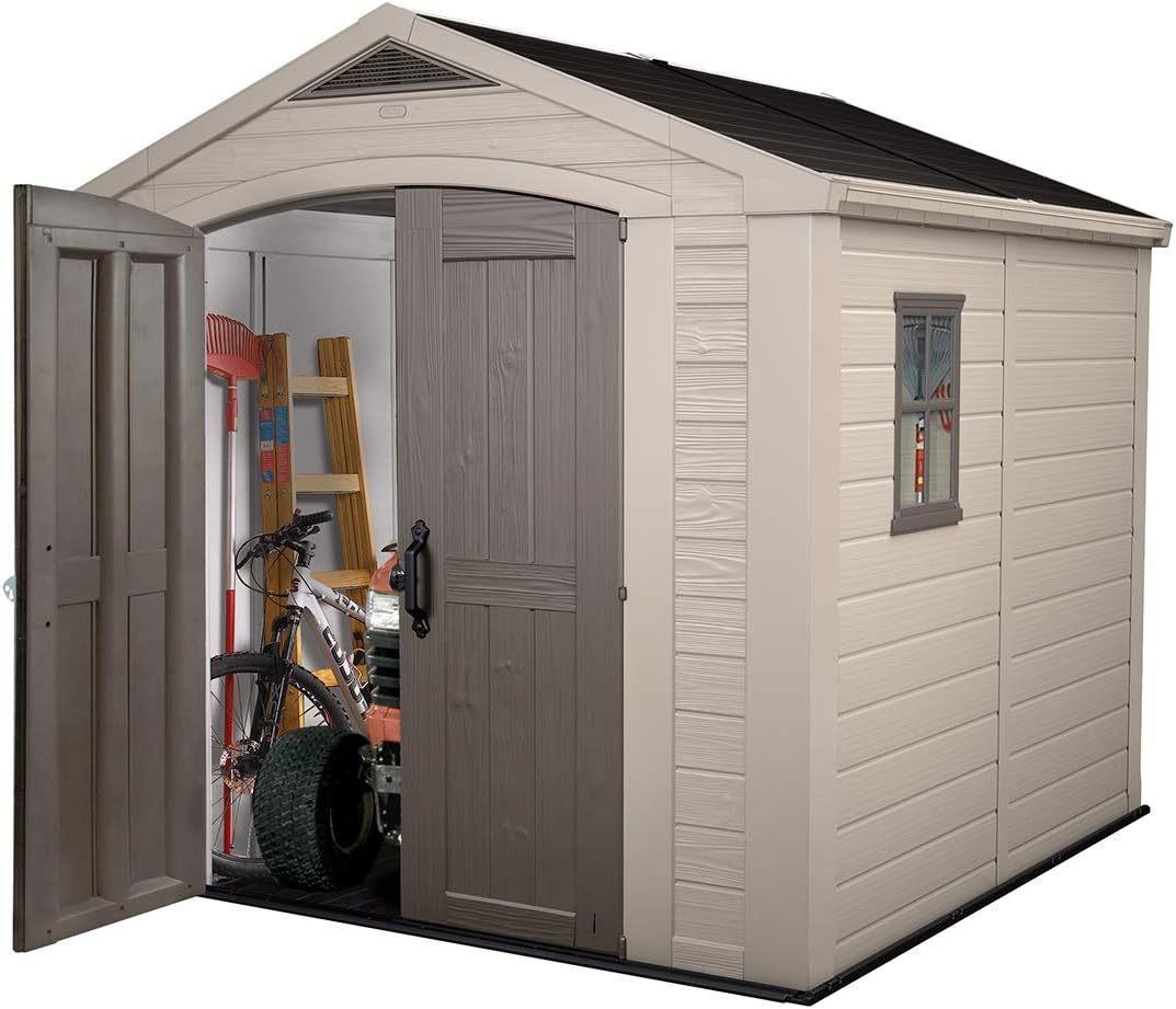Keter Cobertizo de Almacenamiento para Jardin y Exteriores, Beige, Factor 8x11