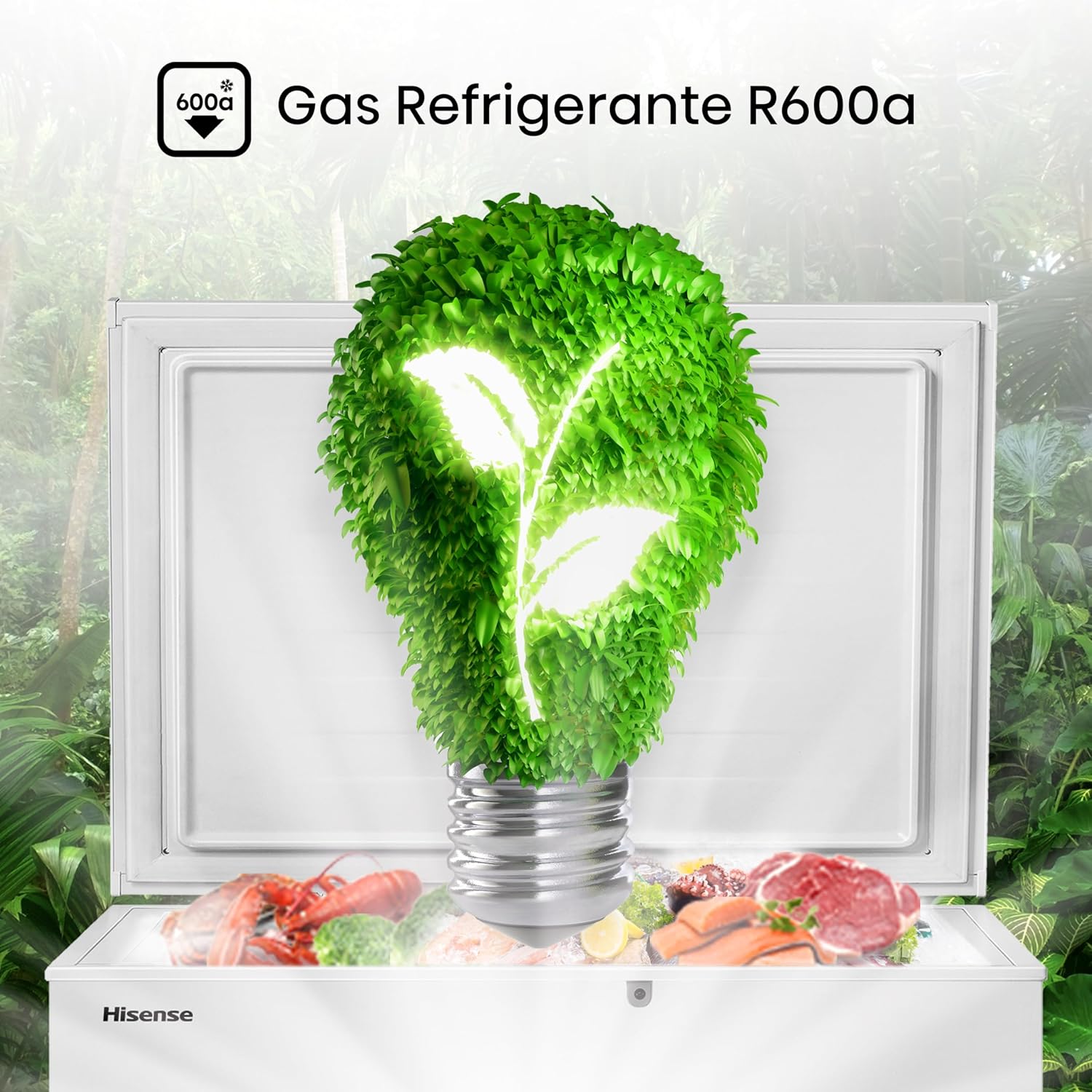 Hisense FC50D6AWX Congelador, 5 pies cúbicos, Temperatura ajustable, Fast Freeze, Cerradura de seguridad, 62x56x85cm(AnchoxLargoxAlto), Blanco