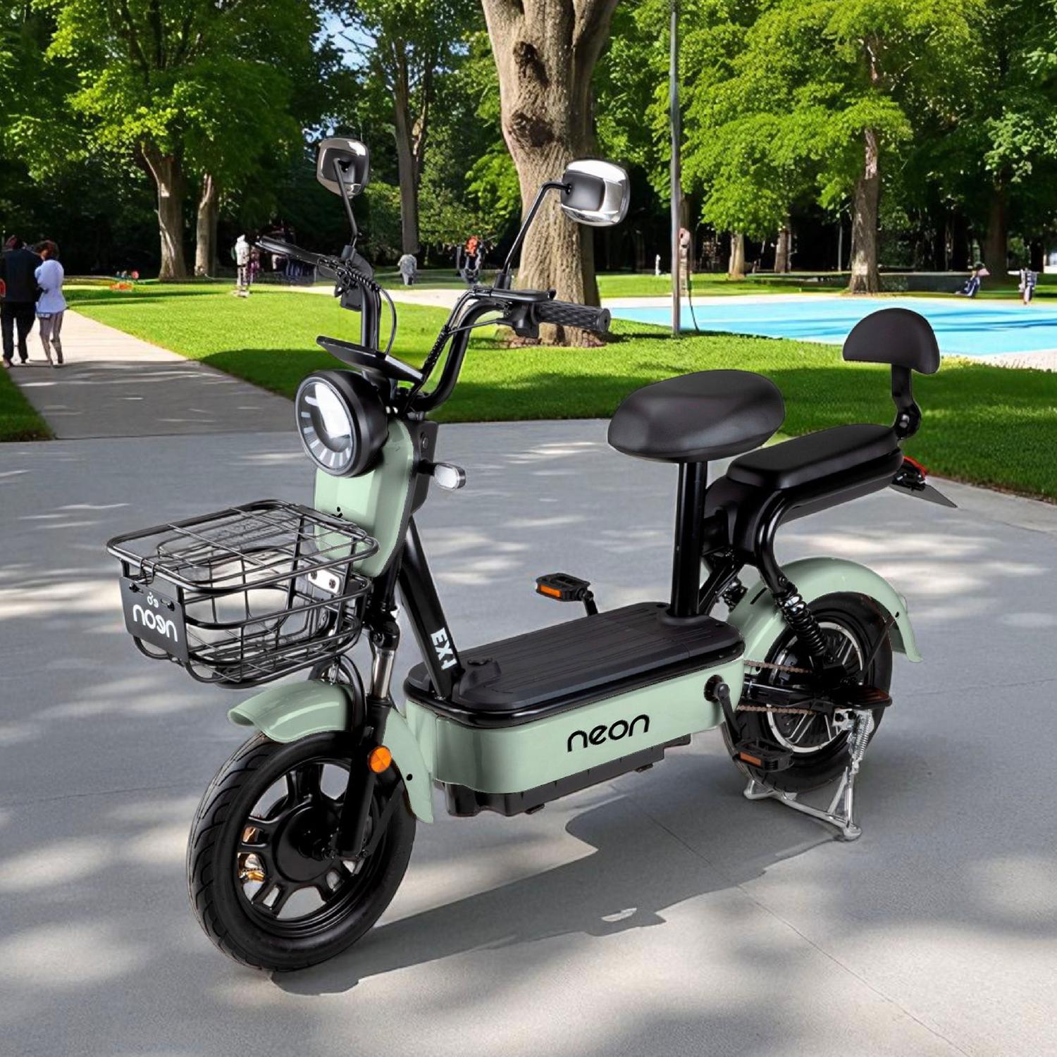 Bicicleta Eléctrica Motobici R14 Neon EX-1 Frenos de Tambor 350W 0-38 km/h 50km Acero verde