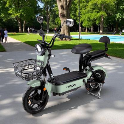 Bicicleta Eléctrica Motobici R14 Neon EX-1 Frenos de Tambor 350W 0-38 km/h 50km Acero verde
