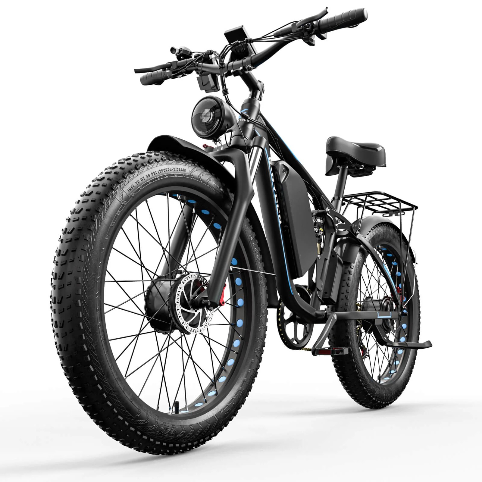 Bicicleta Eléctrica para Adultos 4000W Pico 5000W Motor Doble Ebike 52V 32AH 30-100 Millas hasta 45 MPH 26 Pulgadas Neumáticos Gordos Todo Terreno con Suspensión