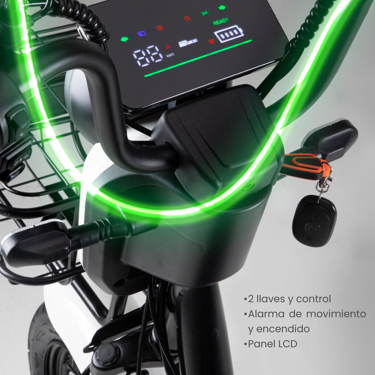 Bicicleta Eléctrica Motobici R14 Neon EX-1 Frenos de Tambor 350W 0-38 km/h 50km Acero verde