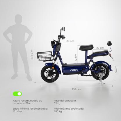 Bicicleta Eléctrica Motobici R14 Neon EX-1 Frenos de Tambor 350W 0-38 km/h 50km Acero verde