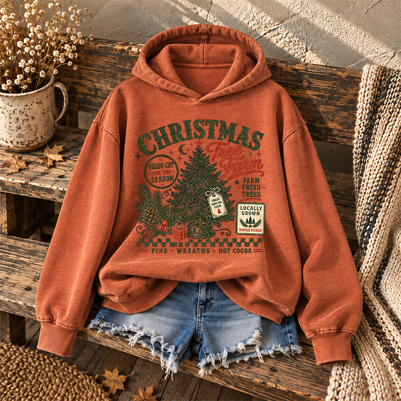 Retro Christmas Tree Farm Hoodie