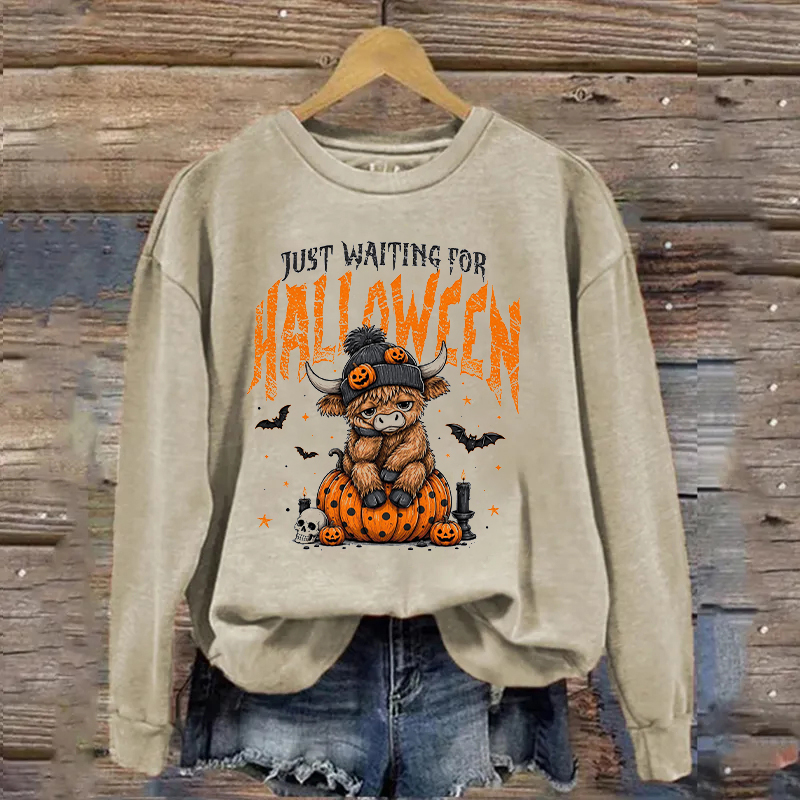 Highland Cow Just Waiting For Halloween Sweatshirt