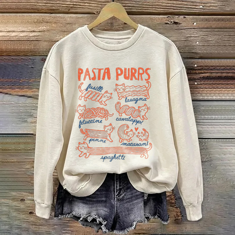 Funny Cat Pasta Purrs Sweatshirt