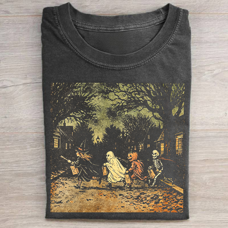 Halloween Creepy Witch Skeleton Ghost Pumpkin T-shirt