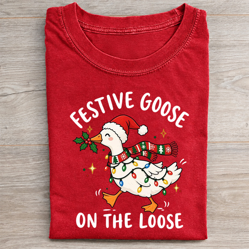 Festive Goose On The Loose T-shirt