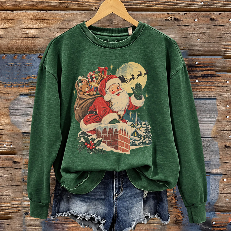Vintage Santa Christmas Cute Reindeer Sweatshirt