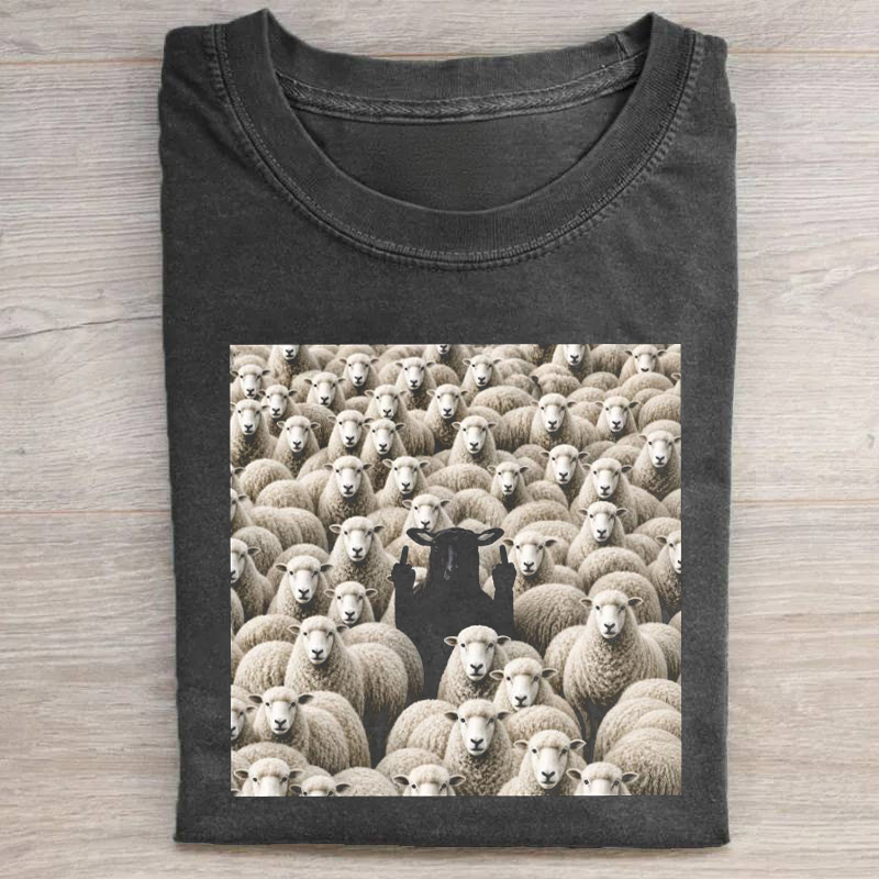 Funny Rebel Black Sheep Flipping Off T-shirt