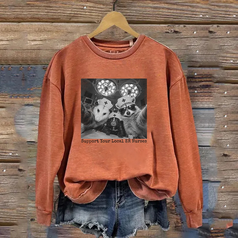Raccoon Emergency Support Your Local ER Nurses Sweatshirt