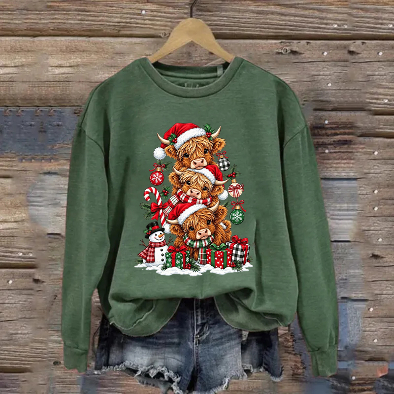 Cute Christmas Highland Cow Sweatshirt