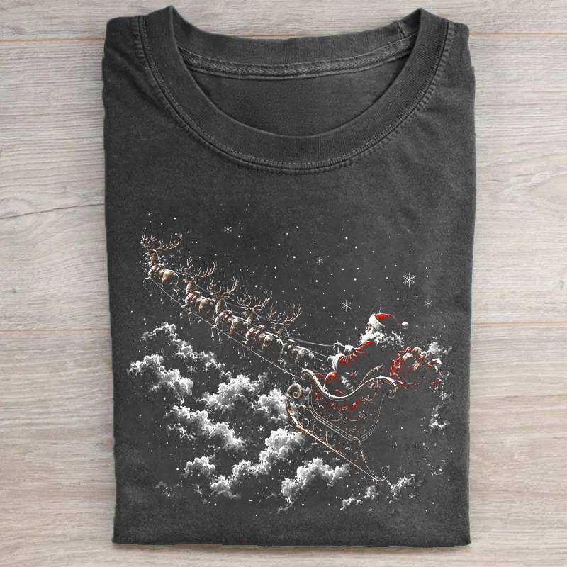 Christmas Santa Sleigh Reindeer T-shirt
