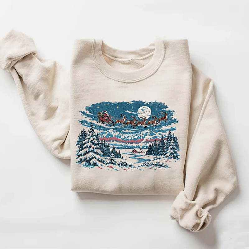 Christmas Santa Sleigh Reindeer Sweatshirt