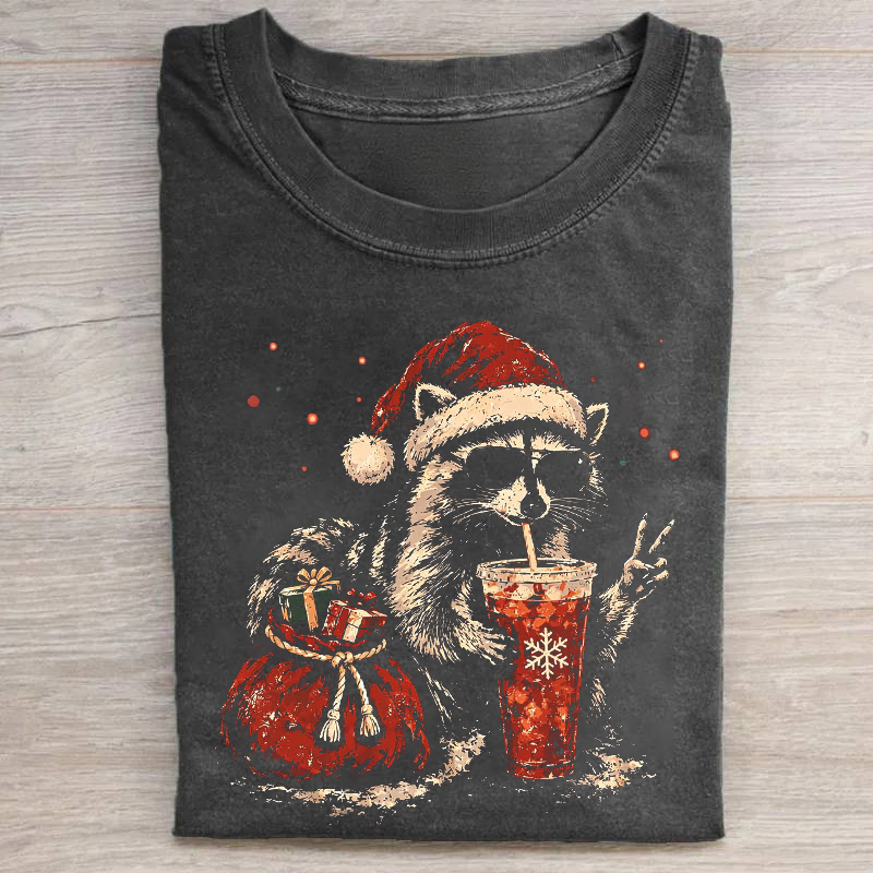 Funny Christmas Raccoon T-shirt
