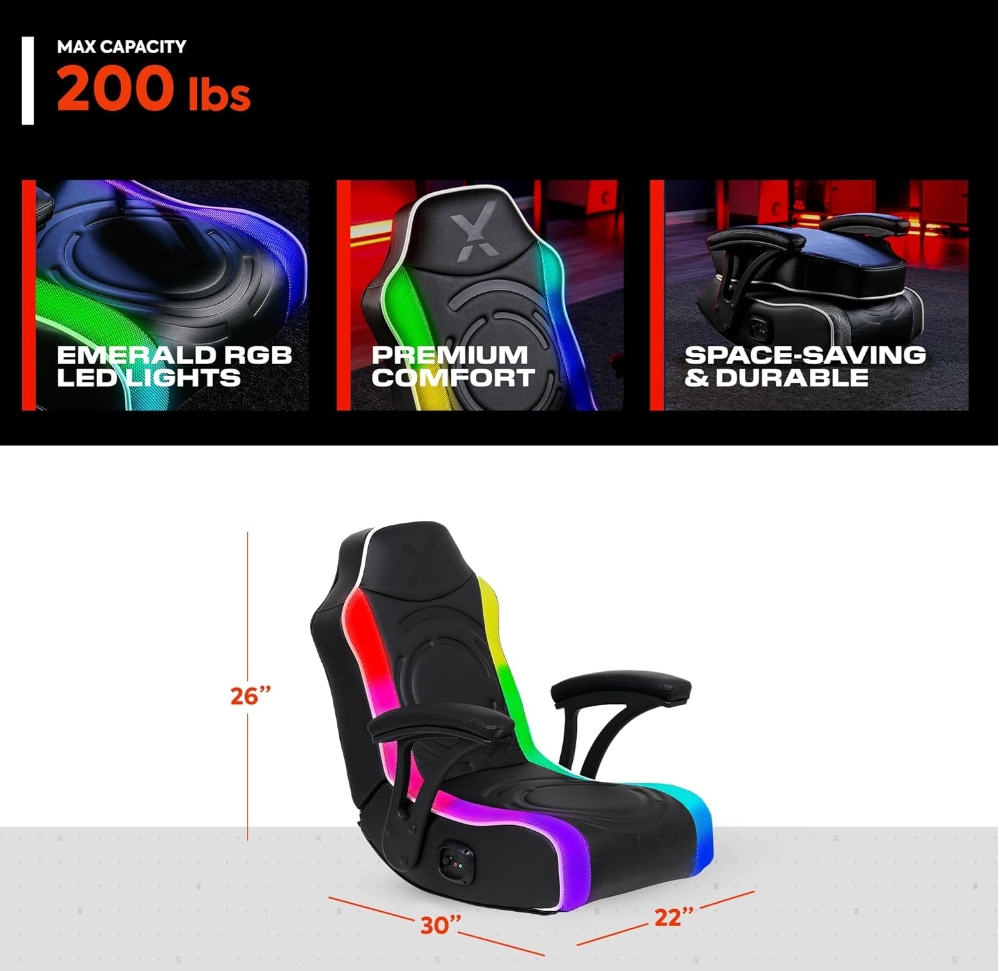 Black Friday in July Sale💝Buy 1 Get 1 Free✨X Rocker Chimera LED Gaming Rocker Chair with 2.0 Wired Audio