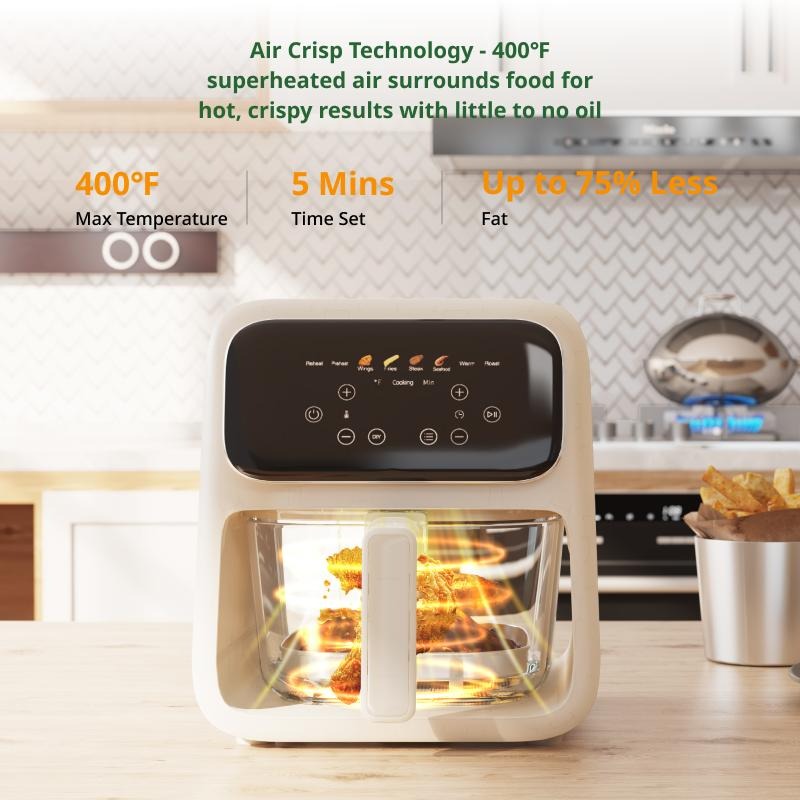 Non-toxic Air Fryer 8-in-1 with 4.2 QT Capacity