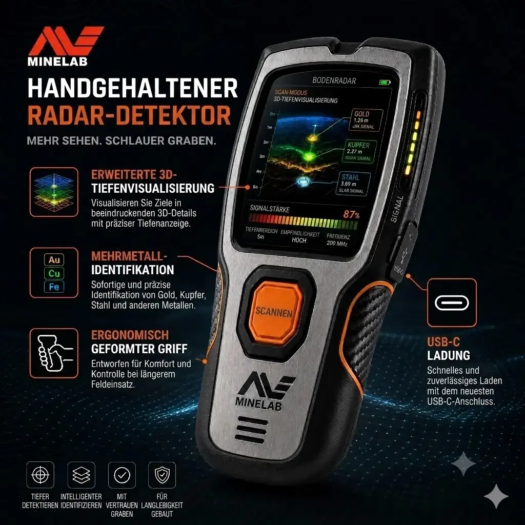 💰💰Mit dem Minelab 3D-Untergrundradar können Sie verborgene Schätze im Boden selbst sehen! 👍👍