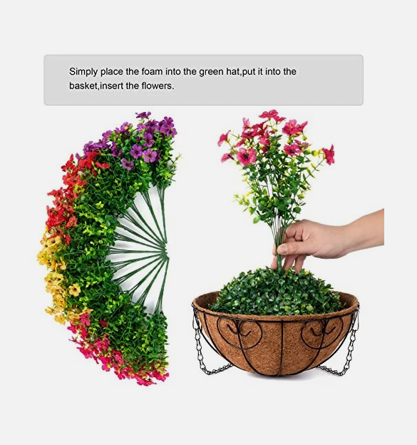 Artificial Faux Hanging Plants Flowers Basket for Summer Outdoor Outside