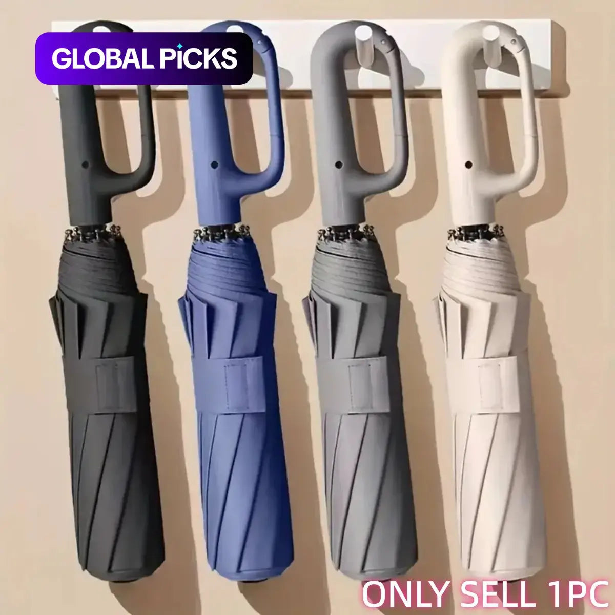 Automatic Folding Umbrella Portable Rain Umbrella with Loop Buckle