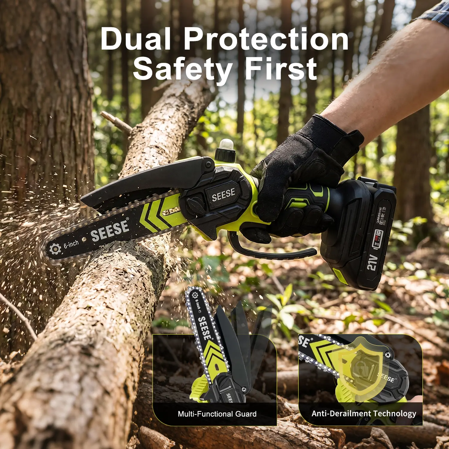 💝𝗧𝗼𝗱𝗮𝘆'𝘀 𝗦𝗽𝗲𝗰𝗶𝗮𝗹𝘀💝Buy 2 get 2 free💥SEESE Brushless Mini Chainsaw - Cordless Electric Saw for Wood Cutting