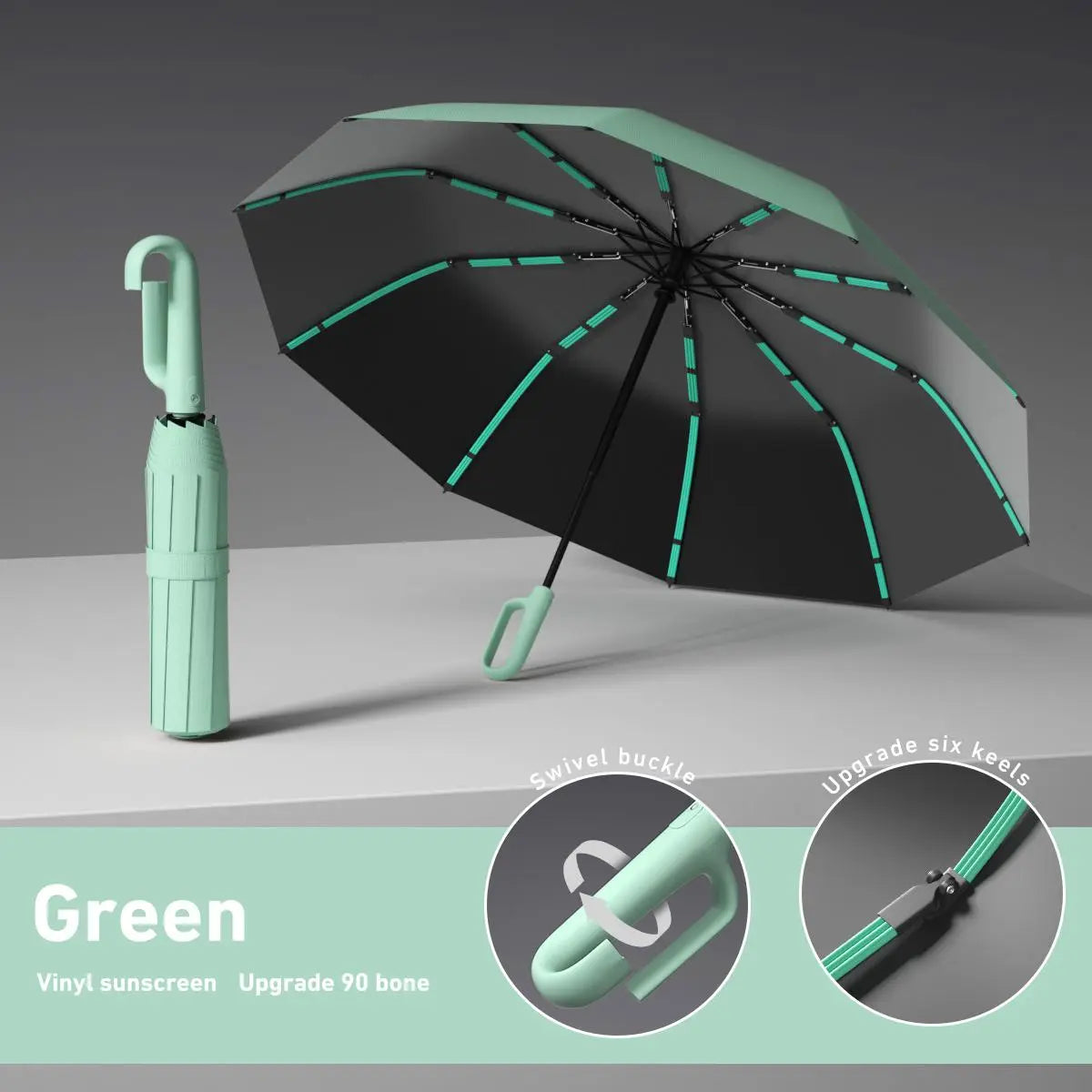 Automatic Folding Umbrella Portable Rain Umbrella with Loop Buckle