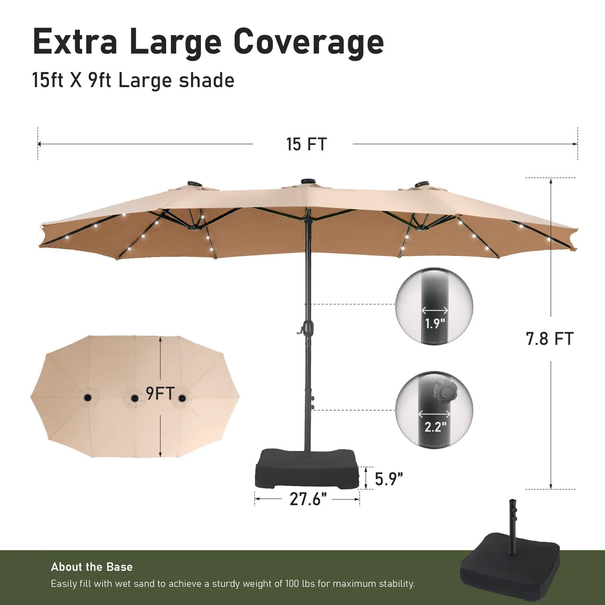 Last day of clearance!!💝Buy 2 Get 2 Free✨ Oversized UV Resistant Outdoor Sun Shade with Heavy-Duty Steel Frame for Backyard & Pool