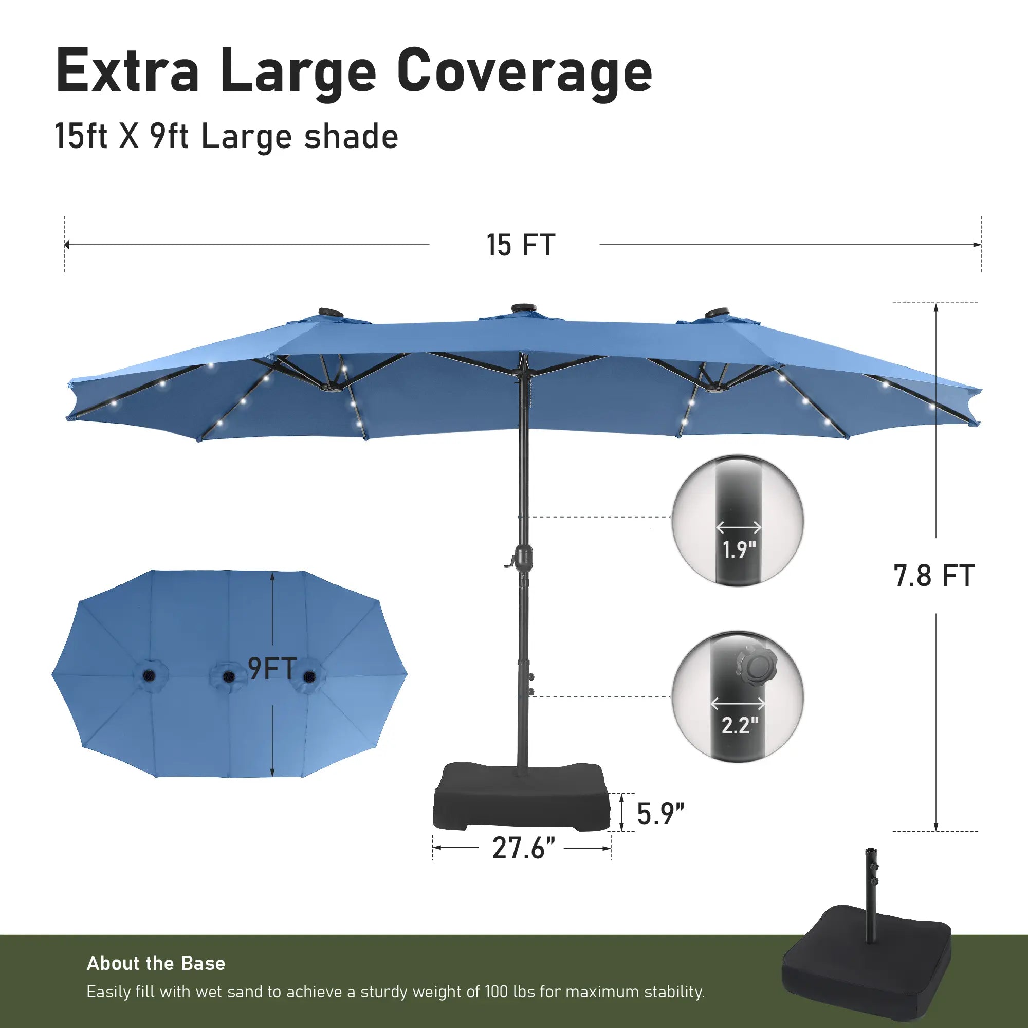 Last day of clearance!!💝Buy 2 Get 2 Free✨ Oversized UV Resistant Outdoor Sun Shade with Heavy-Duty Steel Frame for Backyard & Pool