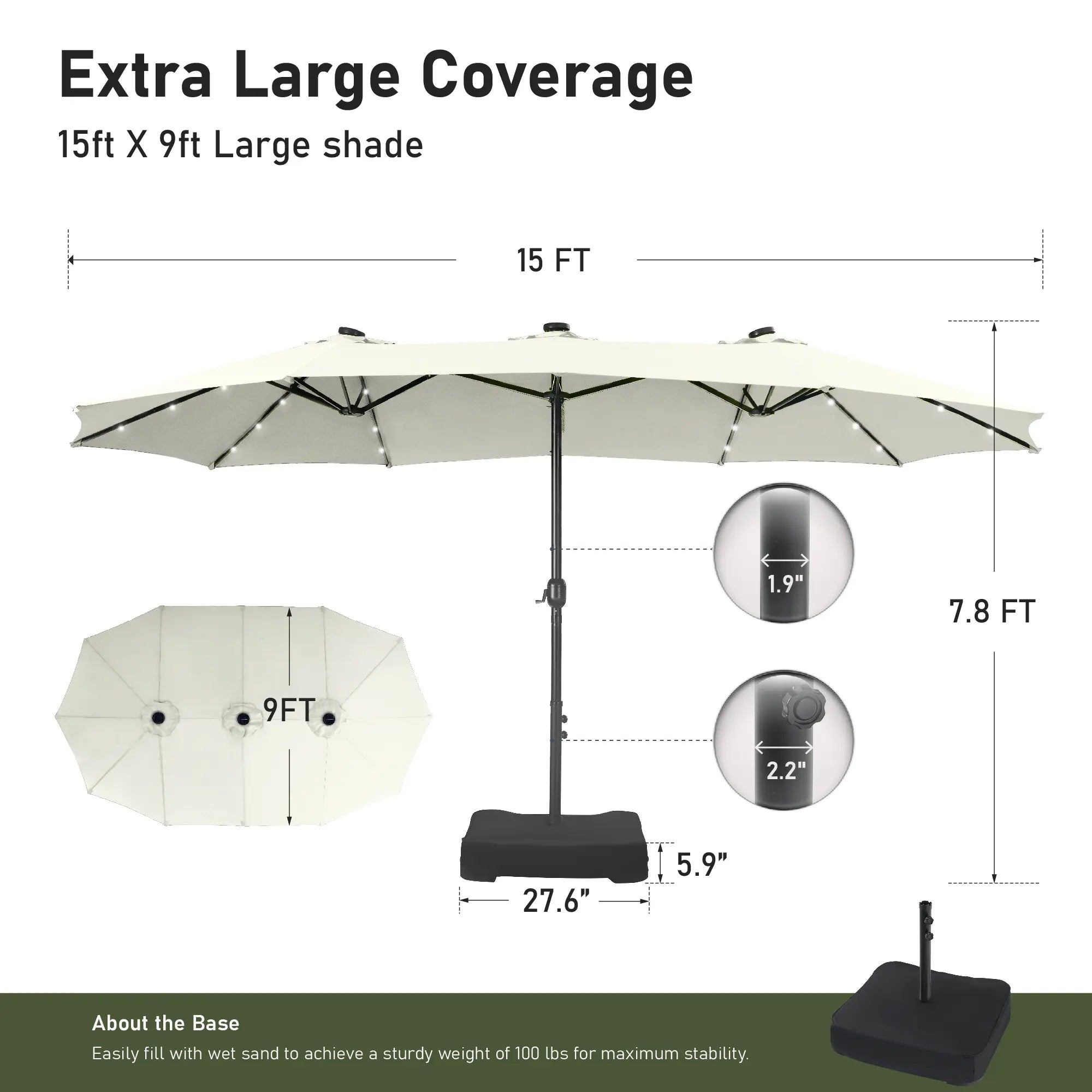 Last day of clearance!!💝Buy 2 Get 2 Free✨ Oversized UV Resistant Outdoor Sun Shade with Heavy-Duty Steel Frame for Backyard & Pool