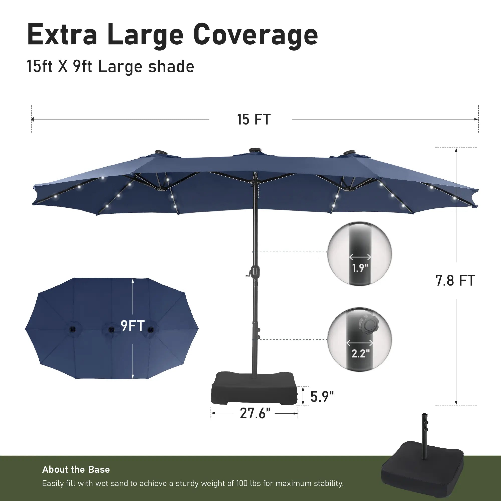 Last day of clearance!!💝Buy 2 Get 2 Free✨ Oversized UV Resistant Outdoor Sun Shade with Heavy-Duty Steel Frame for Backyard & Pool