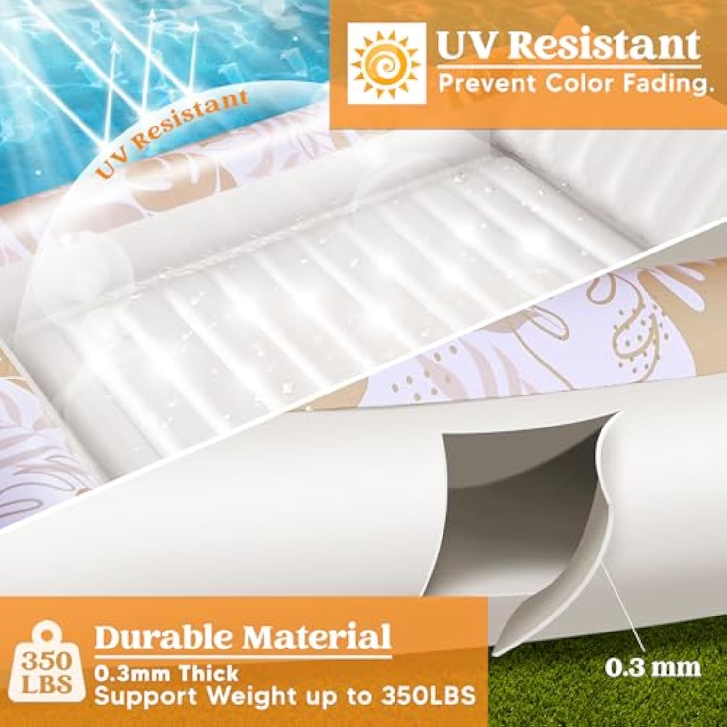 💝𝗧𝗼𝗱𝗮𝘆'𝘀 𝗦𝗽𝗲𝗰𝗶𝗮𝗹𝘀💝Buy 2 Get 2 Free💥Sloosh-L/XL Inflatable Tanning Pool Lounge Float With Cup Holder, 70“X46”/85″ x 57″ More Large Sun Tan Tub Adult Pool Floats Raft