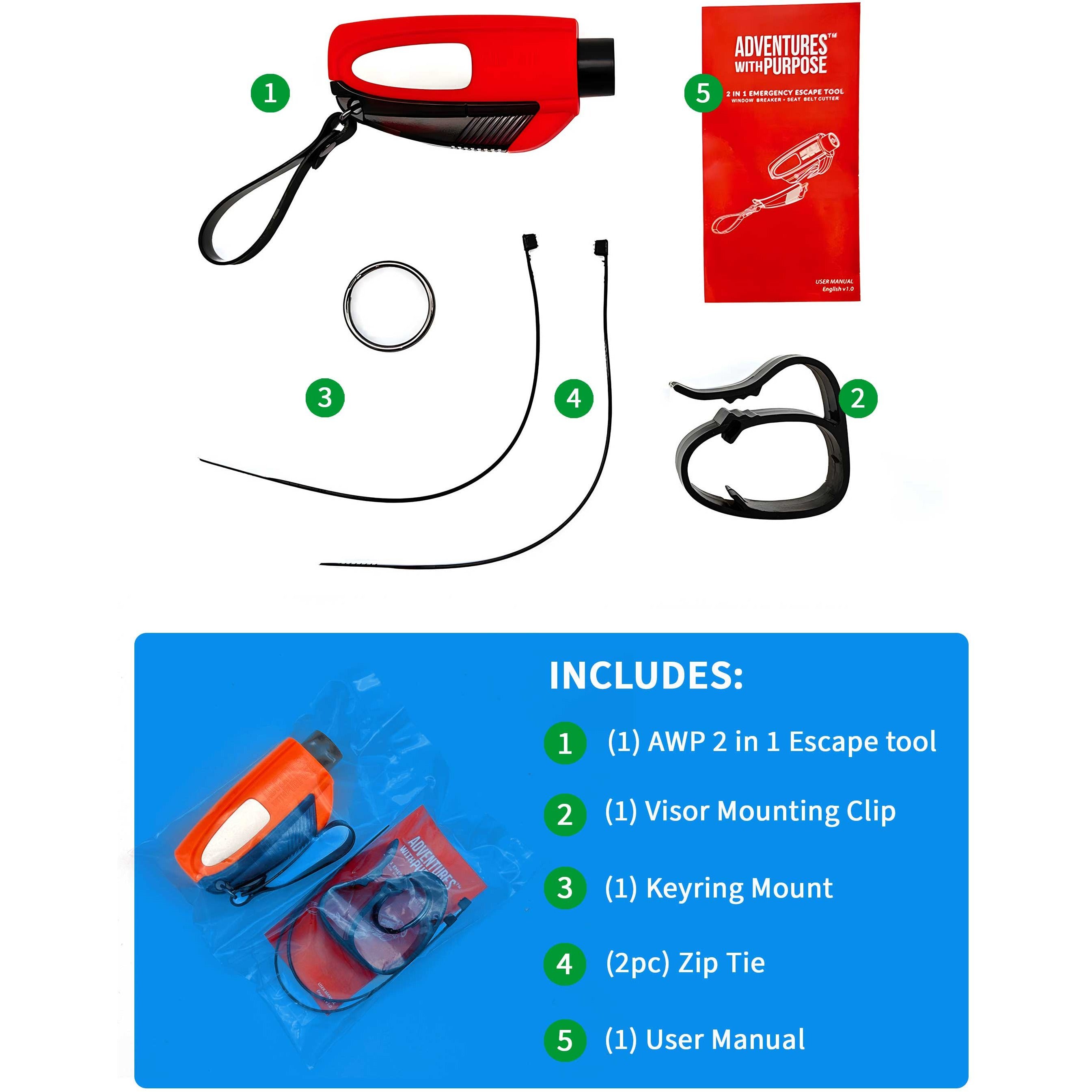 🔥2-in-1 Emergency Window Breaker & Seatbelt Cutter