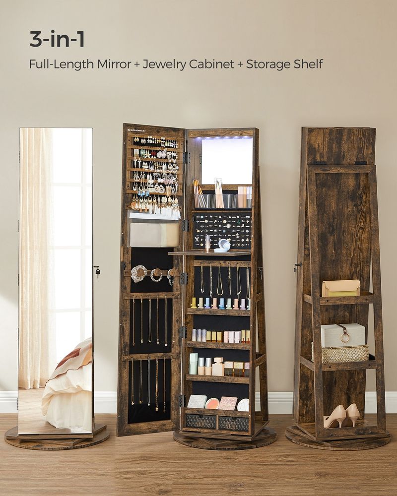 💝Warehouse Clearance💝SONGMICS 61-Inch Jewelry Cabinet with Lights