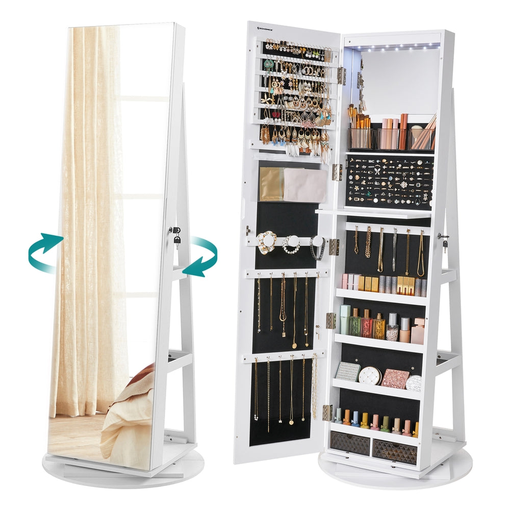 💝Warehouse Clearance💝SONGMICS 61-Inch Jewelry Cabinet with Lights