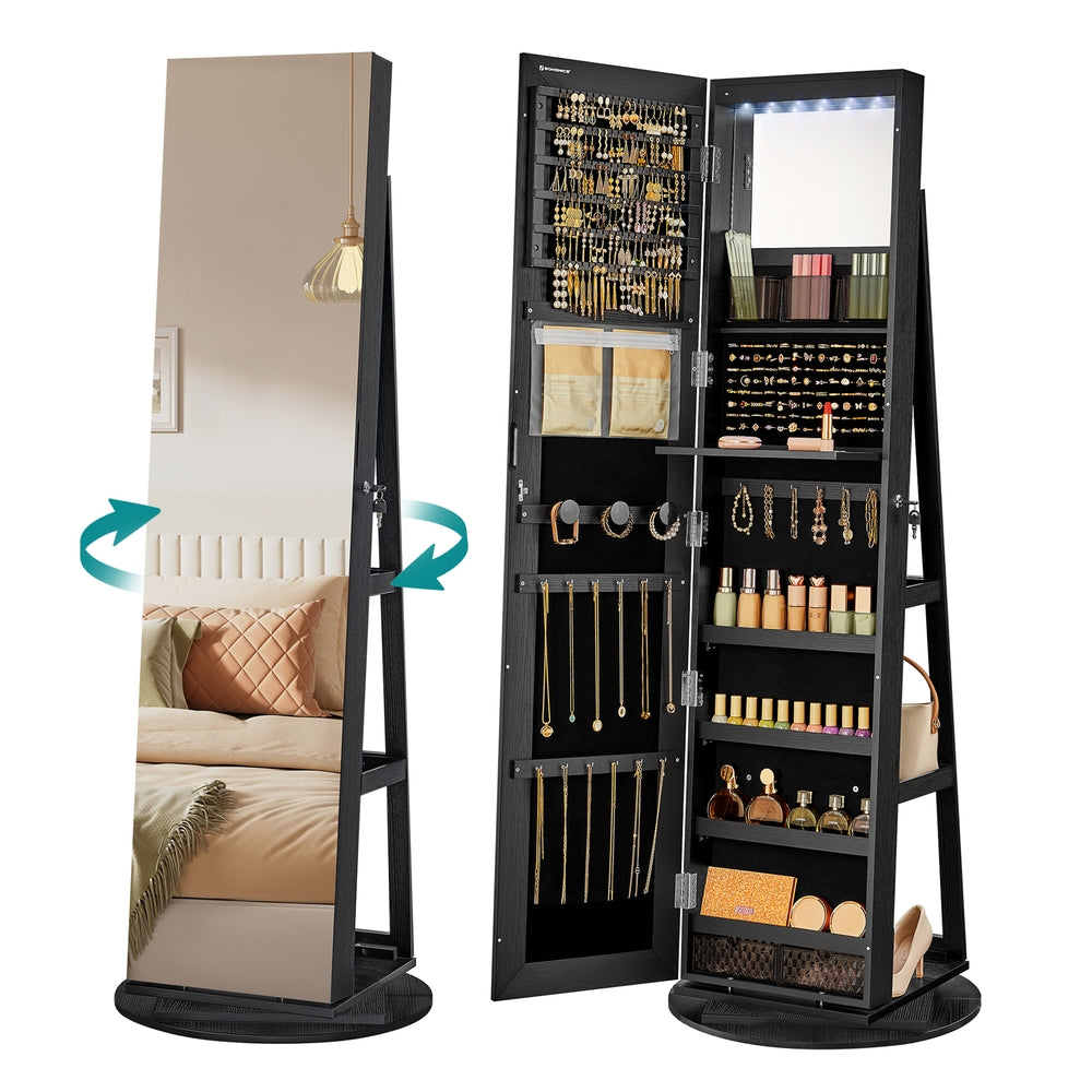 💝Warehouse Clearance💝SONGMICS 61-Inch Jewelry Cabinet with Lights
